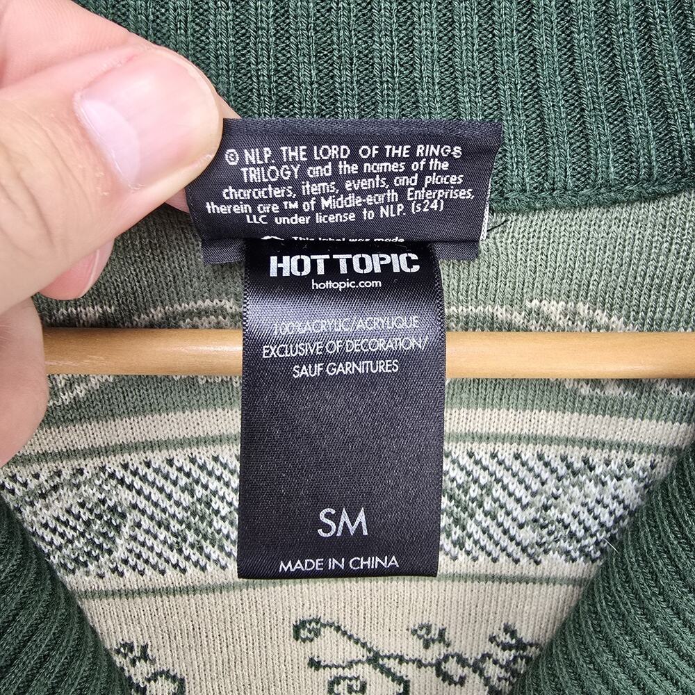 Hot Topic Lord of the Rings Cardigan Mens Sm Green Fellowship Shawl Sweater LOTR - Picture 7 of 10